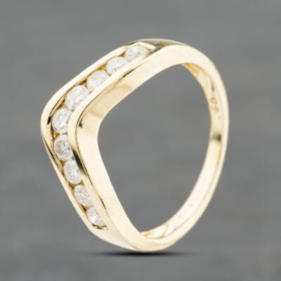 Pre-Owned 9ct Yellow Gold 0.50ct Brilliant Cut Diamond Wishbone Ring 41384094