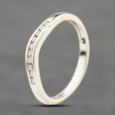 Pre-Owned 9ct White Gold 0.10ct Brilliant Cut Diamond Wishbone Ring 41384095