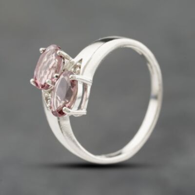 Pre-Owned 9ct White Gold Amethyst & Diamond Crossover Ring 41384192