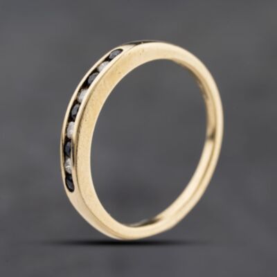 Pre-Owned 9ct Yellow Gold Sapphire & Diamond Channel Set Half Eternity Ring 41384273