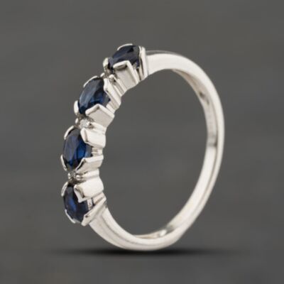 Pre-Owned 9ct White Gold Spinel & 0.03ct Brilliant Cut Diamond Half Eternity Ring 41384393