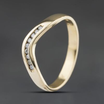 Pre-Owned 9ct Yellow Gold Diamond Channel Set Wishbone Ring 41384459