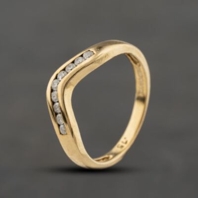 Pre-Owned 9ct Yellow Gold 0.15ct Brilliant Cut Diamond Wishbone Ring 41384477