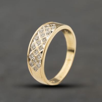 Pre-Owned 9ct Yellow Gold 0.10ct Diamond Set Band Ring 41384493
