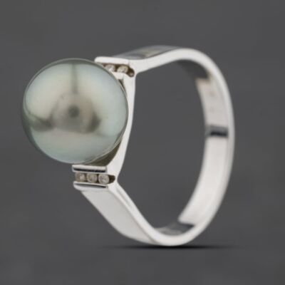 Pre-Owned 9ct White Gold Pearl & Diamond Dress Ring 41384602