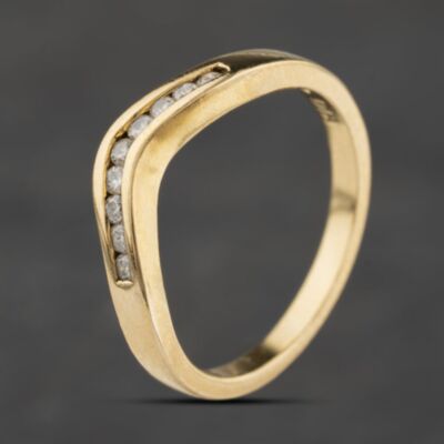 Pre-Owned 9ct Yellow Gold 0.15ct Brilliant Cut Diamond Wishbone Ring 41384635