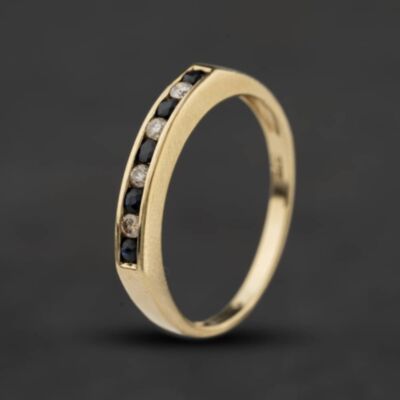 Pre-Owned 9ct Yellow Gold Sapphire & Diamond Channel Set Half Eternity Ring 41384755