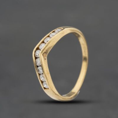 Pre-Owned 9ct Yellow Gold Diamond Channel Set Wishbone Ring 41384916