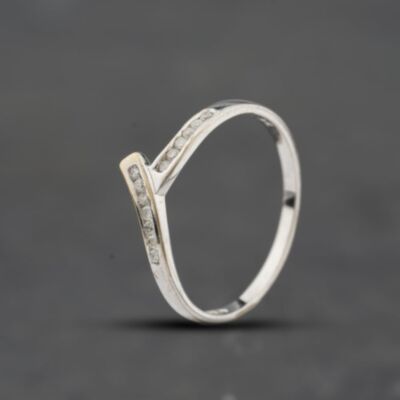 Pre-Owned 9ct White Gold Diamond Half Wishbone Ring 41384919