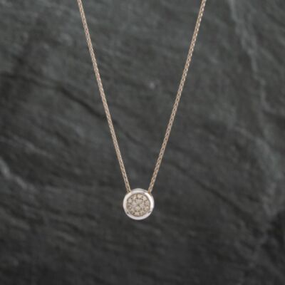 Pre-Owned 18ct White Gold Brilliant Cut Diamond Cluster Pendant & 18 Inch Spiga Chain 4139498