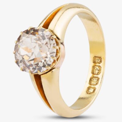 Pre-Owned Antique 18ct Yellow Gold 3.00ct Old Cut Diamond Victorian Solitaire Ring 414800895