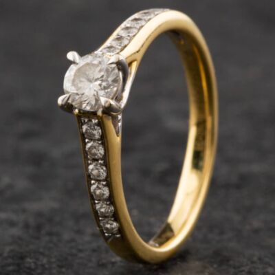 Pre-Owned 18ct Yellow Gold 0.36ct Brilliant Cut Diamond Shoulder Set Solitaire Ring 4148065