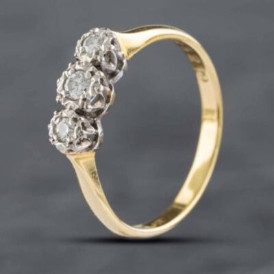 Pre-Owned Vintage Yellow Gold Brilliant Cut Diamond Three Stone Ring 41481249