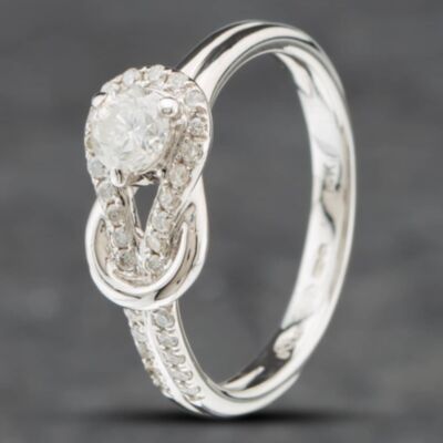 Pre-Owned 14ct White Gold 0.32ct Diamond Buckle Ring 41481332