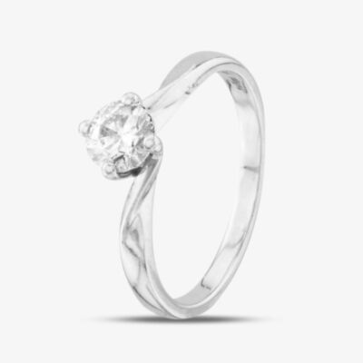 Pre-Owned Platinum 0.61ct Brilliant Cut Diamond Twist Solitaire Ring 41481434