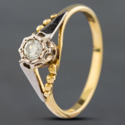 Pre-Owned 18ct Two Colour Gold Brilliant Cut Diamond Solitaire Ring 41481459