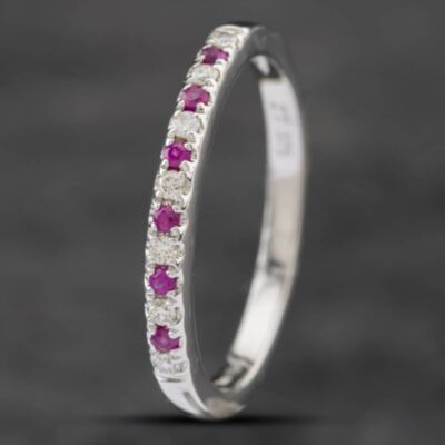 Pre-Owned 9ct White Gold 0.14ct Ruby & 0.15ct Diamond Half Eternity Ring 41481490