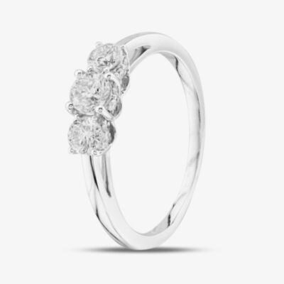 Pre-Owned 18ct White Gold Certificated 1.00ct Brilliant Cut Diamond Three Stone Ring 41481511