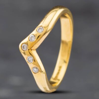 Pre-Owned 18ct Yellow Gold Brilliant Cut Diamond Wishbone Ring 41481549