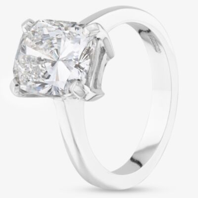 Pre-Owned 18ct White Gold Certificated 3.06ct Cushion Cut Diamond Solitaire Ring 41481564