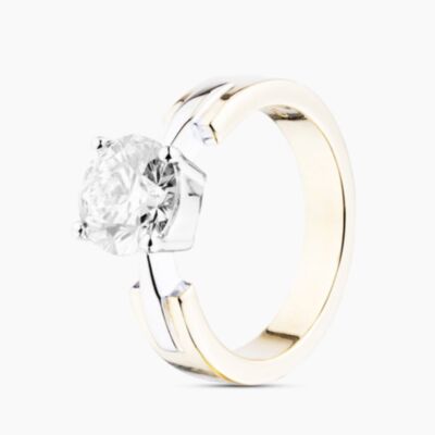 Pre-Owned 18ct Two Colour Gold Certificated 1.50ct Brilliant Cut Diamond Solitaire Ring 41481723