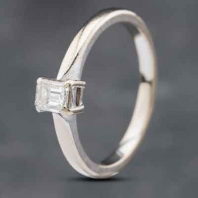 Pre-Owned 18ct White Gold Emerald Cut Diamond Solitaire Ring 41481729