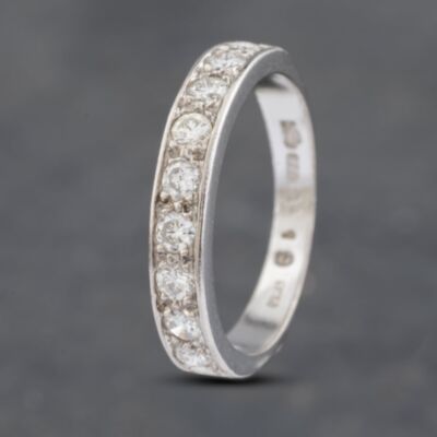 Pre-Owned 18ct White Gold 0.45ct Brilliant Cut Diamond 9 Stone Half Eternity Ring 41481836