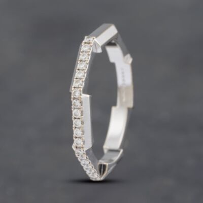 Pre-Owned 18ct White Gold 0.25ct Brilliant Cut Diamond Gucci Half Eternity Ring 41481839