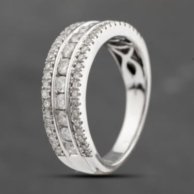 Pre-Owned 18ct White Gold 1.00ct Brilliant Cut Diamond Triple Row Half Eternity Ring 41481844