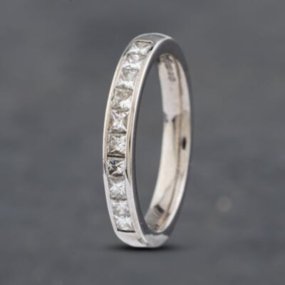 Pre-Owned 18ct White Gold 0.50ct Princess Cut Diamond Channel Set Half Eternity Ring 41481846