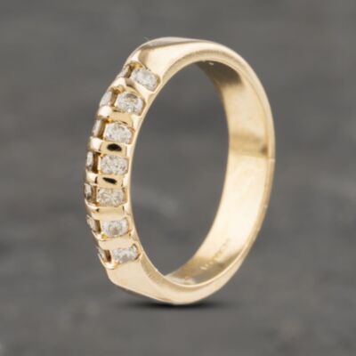 Pre-Owned 14ct Yellow Gold 0.49ct Brilliant Cut Diamond Double Row Half Eternity Ring 41481863
