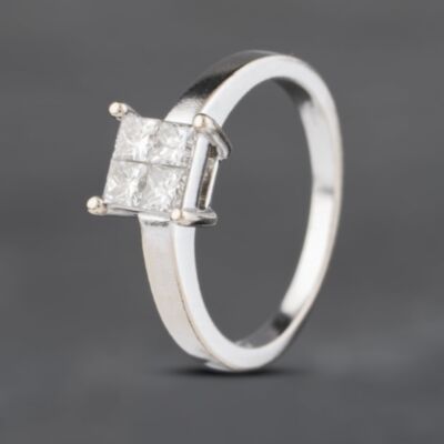 Pre-Owned 18ct White Gold 0.40ct Princess Cut Diamond Cluster Ring 41481971