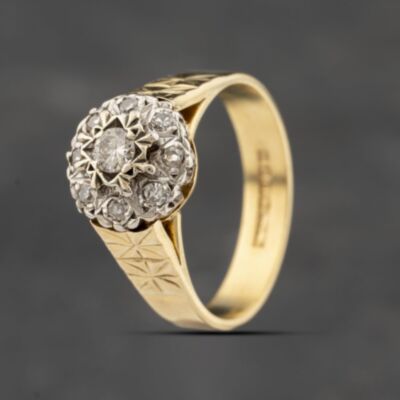 Pre-Owned Vintage 18ct Yellow Gold 0.25ct Diamond Cluster Ring 41482129