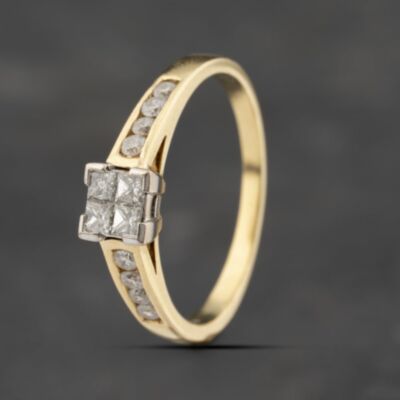 Pre-Owned 18ct Yellow Gold 0.50ct Diamond With Diamond Set Shoulders Four Stone Ring 41482130