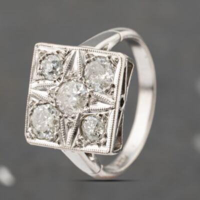 Pre-Owned Vintage White Gold 0.05ct Diamond Art Deco Style Dress Ring 41482218