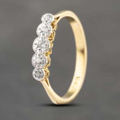 Pre-Owned Vintage Yellow Gold 0.04ct Diamond Five Stone Ring 41482266