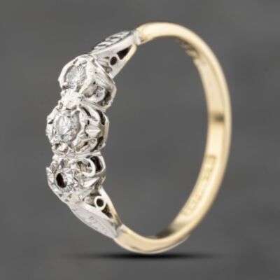 Pre-Owned Vintage Yellow Gold 0.33ct Diamond Three Stone Ring 41482392