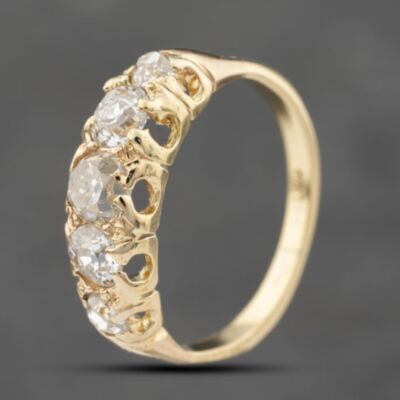 Pre-Owned Vintage Yellow Gold 1.00ct Rose Cut Diamond Five Stone Ring 41482401