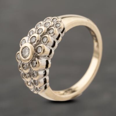 Pre-Owned 9ct Yellow Gold 0.50ct Diamond Rubover Set Three Row Ring 41482445