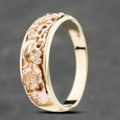 Pre-Owned 9ct Two Colour Gold Diamond Clogau Band Ring 41482455