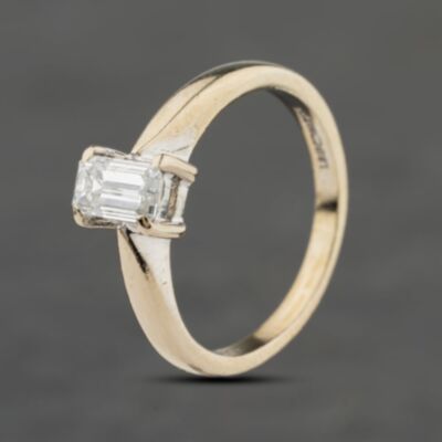 Pre-Owned 18ct White Gold 0.50ct Emerald Cut Diamond Solitaire Ring 41482480