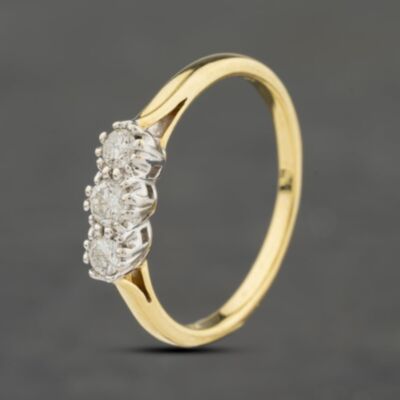Pre-Owned 18ct Yellow Gold Brilliant Cut Diamond Three Stone Ring 41482482