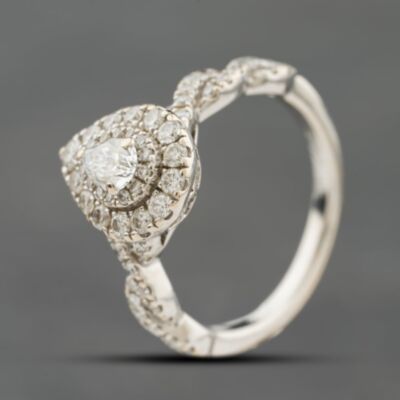 Pre-Owned 14ct White Gold 0.80ct Diamond Neil Lane Halo Pear Shaped Cluster Ring 41482643