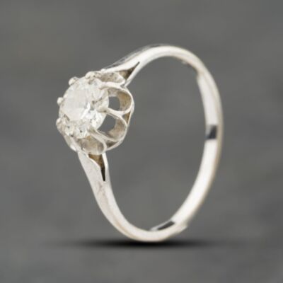 Pre-Owned Vintage White Gold 0.87ct Brilliant Cut Diamond Solitaire Ring 41482657