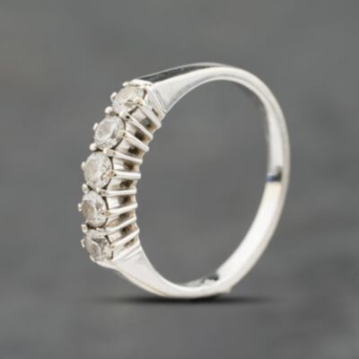 Pre-Owned 18ct White Gold 0.50ct Brilliant Cut Diamond Five Stone Half Eternity Ring 41482659