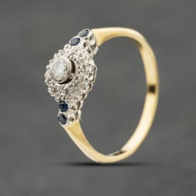 Pre-Owned Vintage Yellow Gold Diamond & Sapphire Dress Ring 41482677