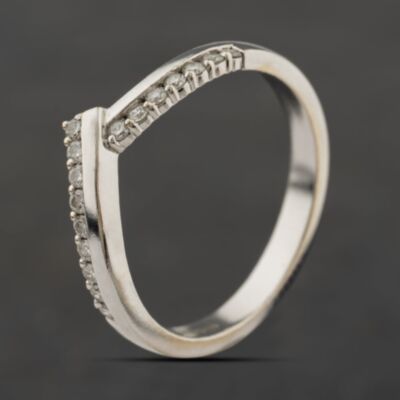 Pre-Owned 18ct White Gold 0.33ct Brilliant Cut Diamond Wishbone Ring 41482747