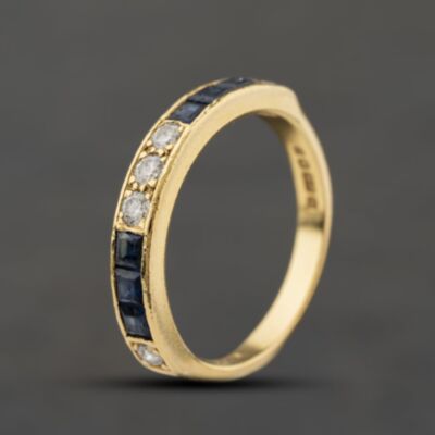 Pre-Owned 18ct Yellow Gold Sapphire & 0.25ct Brilliant Cut Diamond Half Eternity Ring 41482808