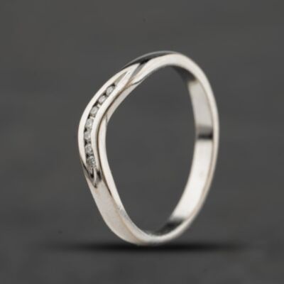 Pre-Owned 18ct White Gold 0.07ct Brilliant Cut Diamond Wishbone Ring 41482929