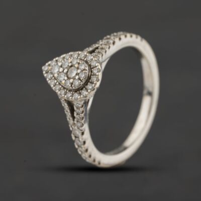 Pre-Owned 18ct White Gold 0.45ct Brilliant Cut Diamond Vera Wang Pear Shape Halo Cluster Ring 41482974
